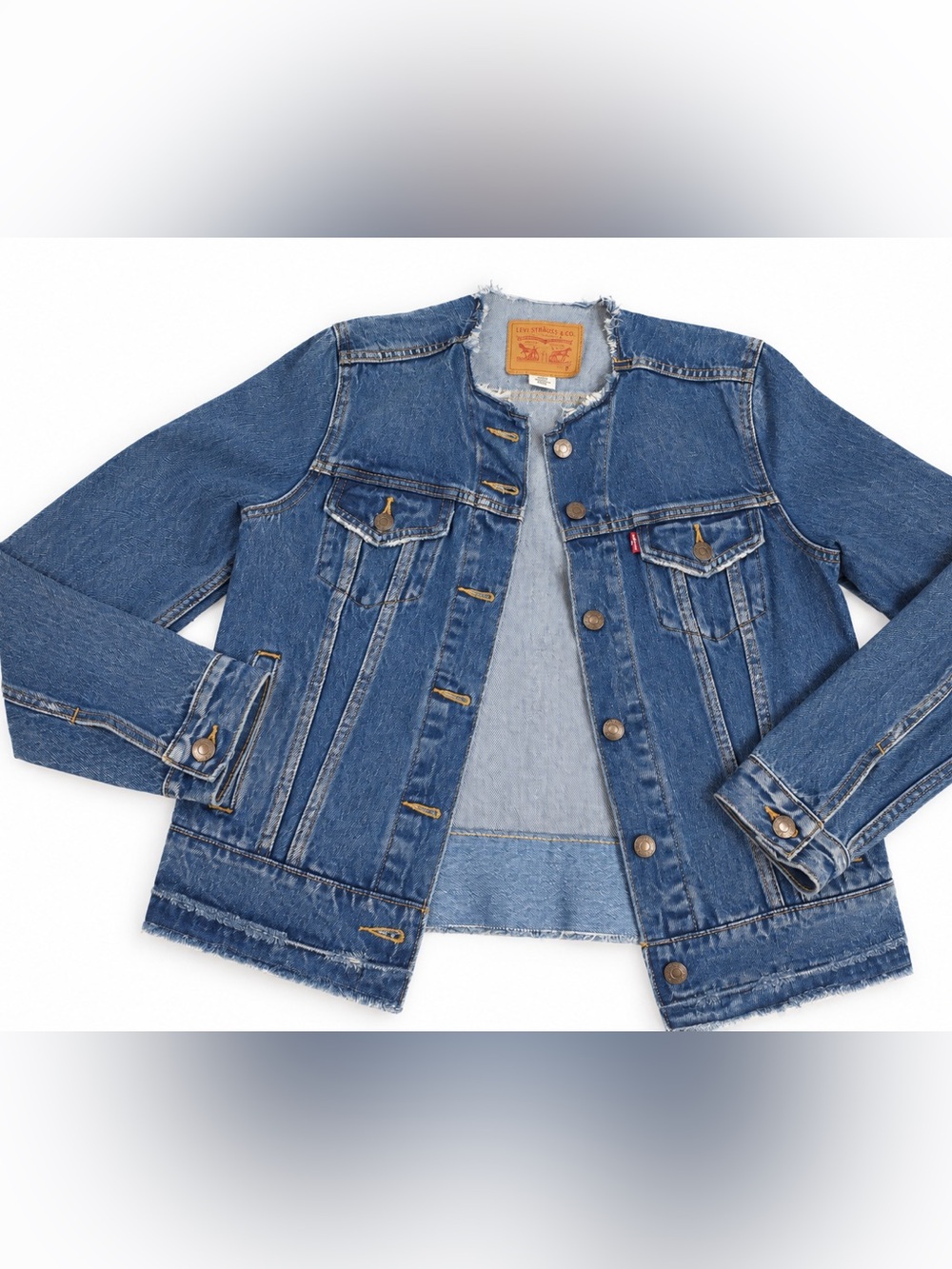 Levi's Collarless Raw Hem Denim Jacket - Women's Size M